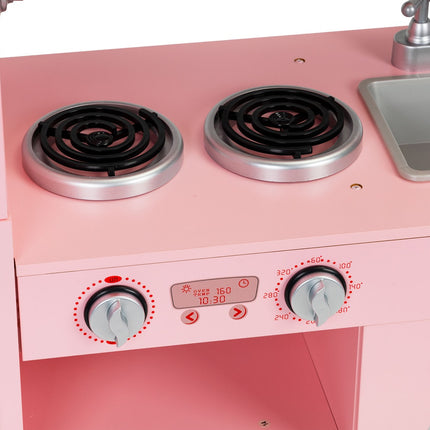 Trälekkök för barn med ljudeffekter, rosa