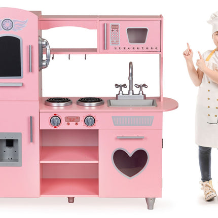 Trälekkök för barn med ljudeffekter, rosa