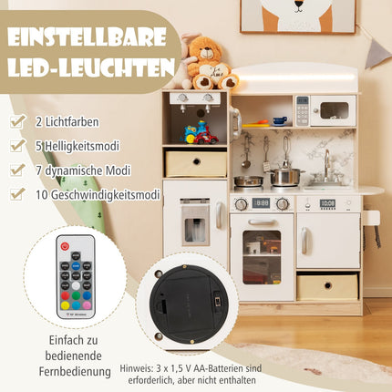 Trälekkök med LED-lampor och förvaring