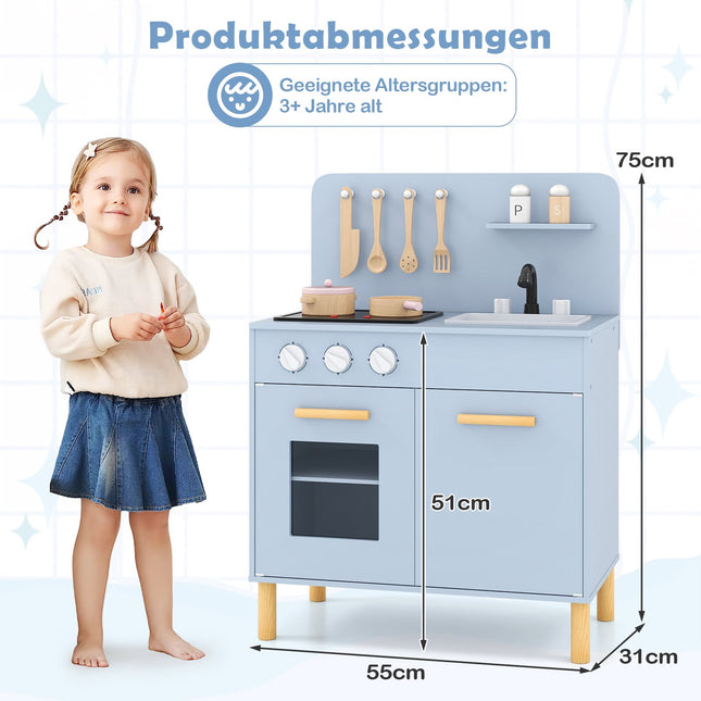 Trälekkök med ljus, ljud, ugn och diskho