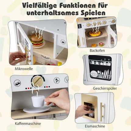 Trälekkök med ljus och ljud, inkluderar 14 tillbehör