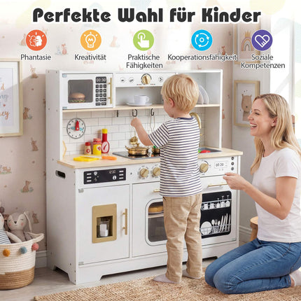 Trälekkök med ljus och ljud, inkluderar 14 tillbehör