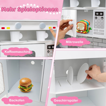 Trälekkök med ljus och ljud, rosa