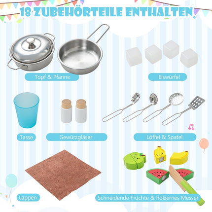 Trälekkök med mikrovågsugn och 18 tillbehör