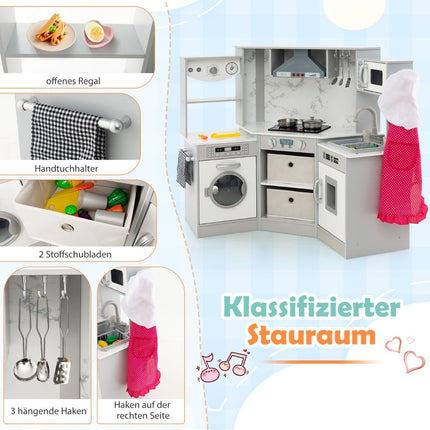 Trälekök med ljus, ljud, vattendispenser och tvättmaskin