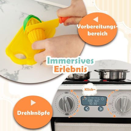 Trälekök med ljus, ljud, vattendispenser och tvättmaskin