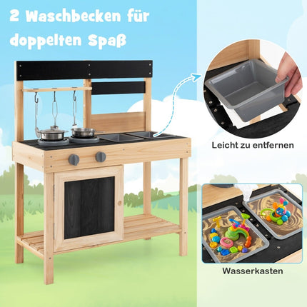 Utomhuslekkök för barn med diskho, kran och spis
