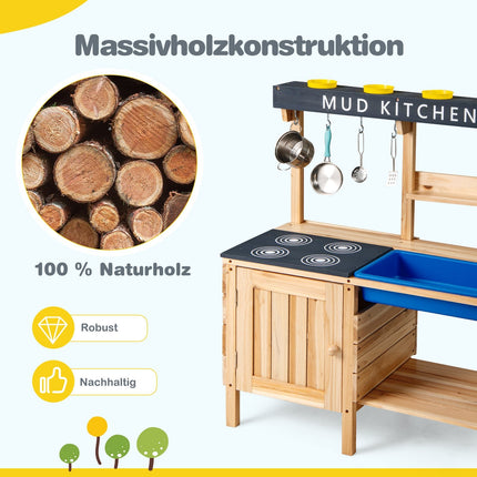 Utomhus lerkök för barn med avtagbar diskho och tillbehör