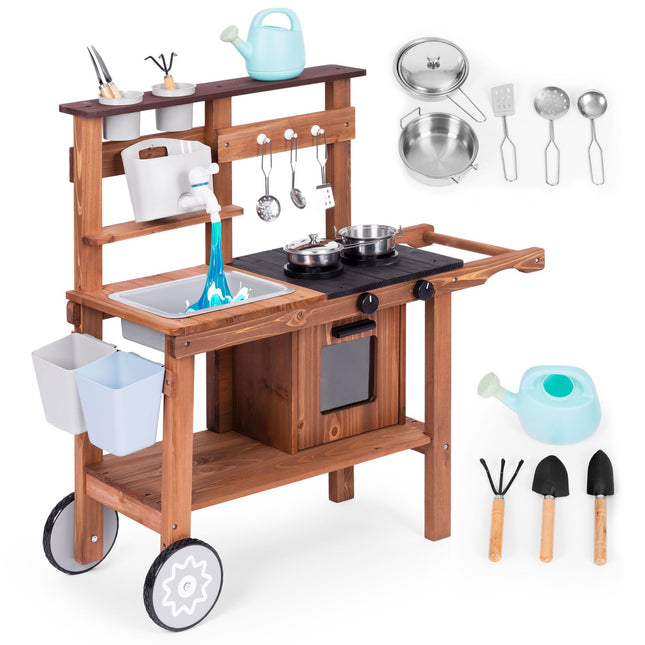 Utomhus lerkök för barn med tillbehör gran trä ECOTOYS