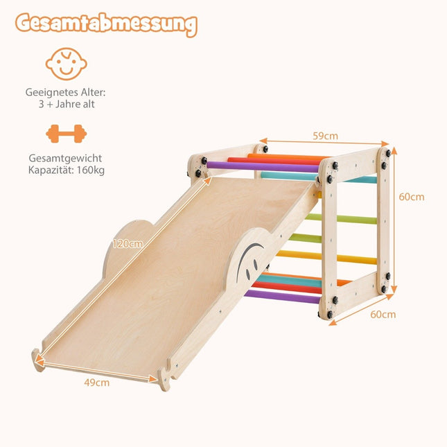 Vikbara träklättrarleksaker med justerbar och vändbar Montessori-klättringssats