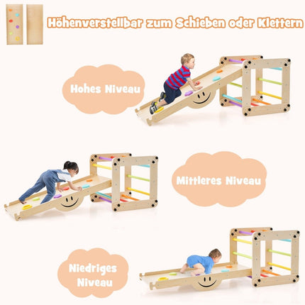 Vikbara träklättrarleksaker med justerbar och vändbar Montessori-klättringssats