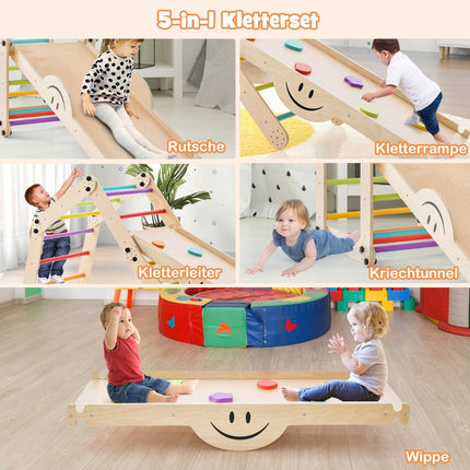 Vikbara träklättrarleksaker med justerbar och vändbar Montessori-klättringssats