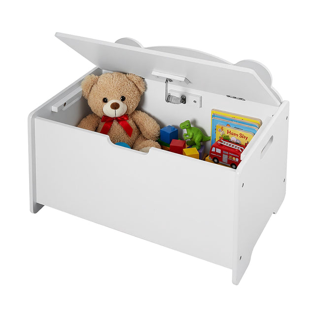 Vit leksakslåda med lock – Bear Silhouette Design